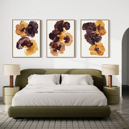 Elegant Crimson Floral Triptych for Home Decor