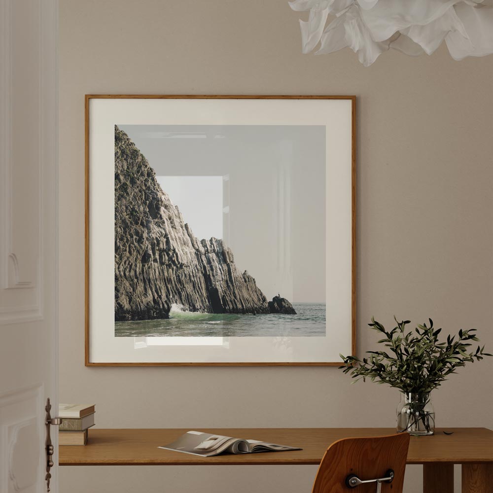 Serene Ocean View of Majestic Crystal Cliffs in Tranquil Coastal Landscape