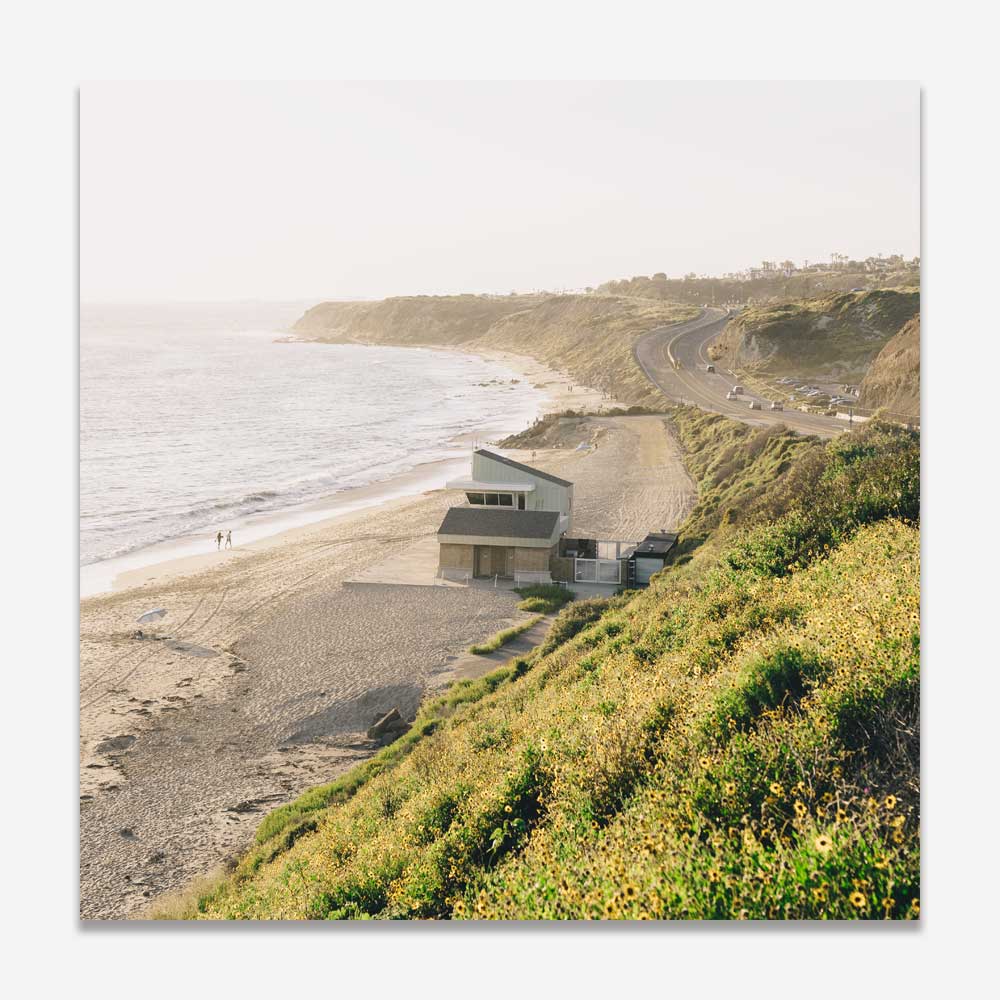 Serene Coastal Escape: Scenic Oil Painting of Crystal Cove Beach