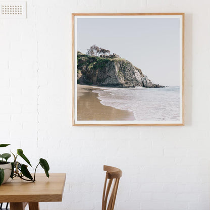 Serene Coastal Landscape Oil Painting of Crystal Cove State Beach Shoreline