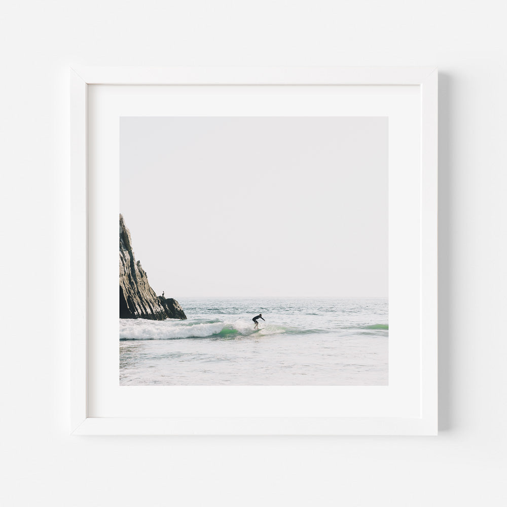 Surfer Riding Waves at Crystal Cove Beach - Ocean Art Oil Painting