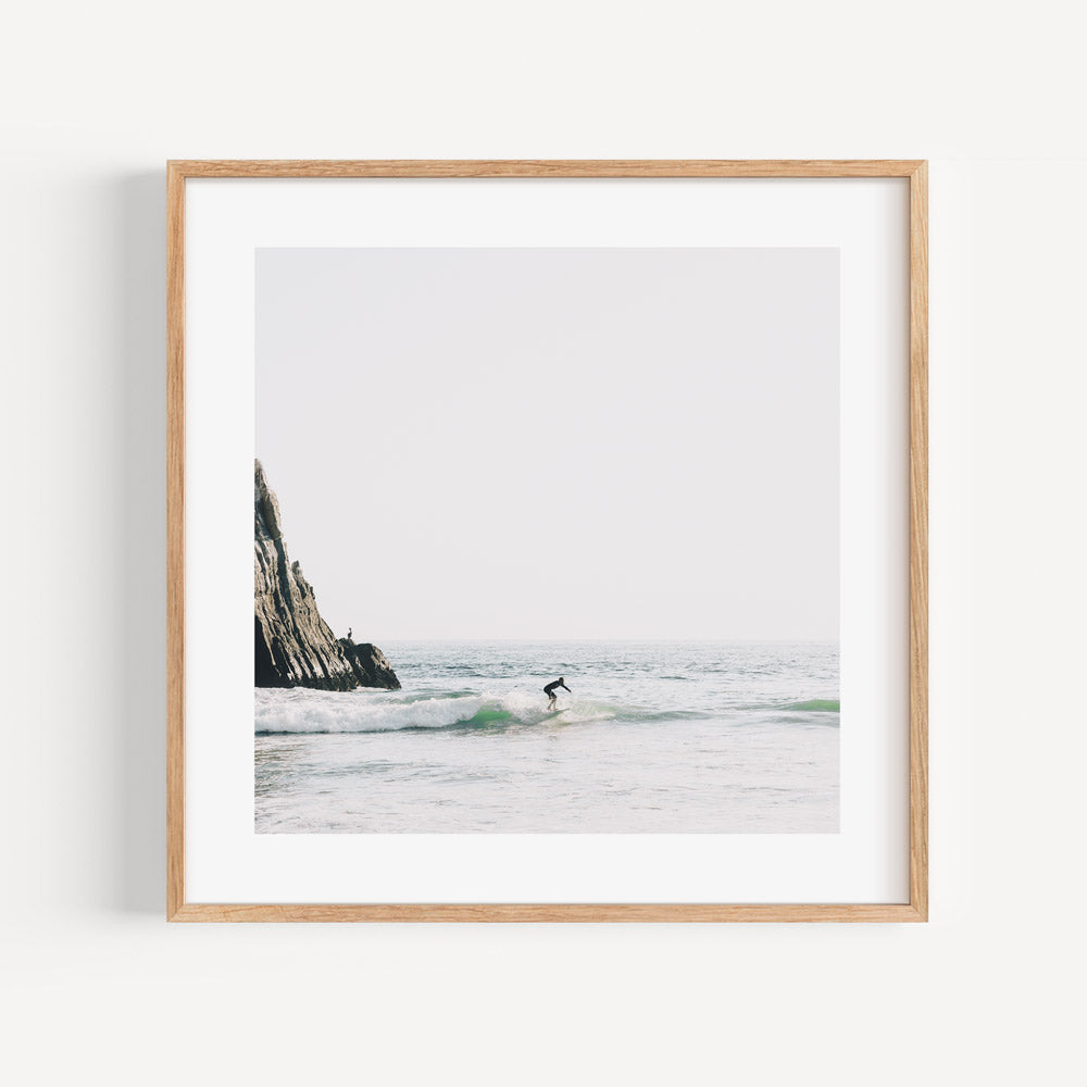 Surfer Riding Waves at Crystal Cove Beach - Ocean Art Oil Painting