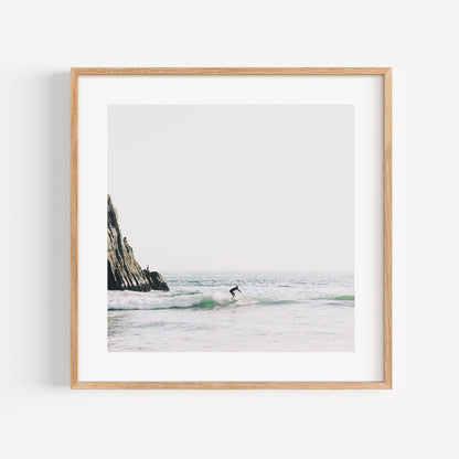 Surfer Riding Waves at Crystal Cove Beach - Ocean Art Oil Painting