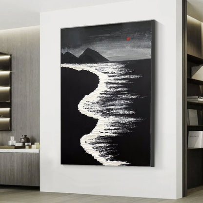 Serene Minimalist Ocean Waves Oil Painting for Modern Home Decor