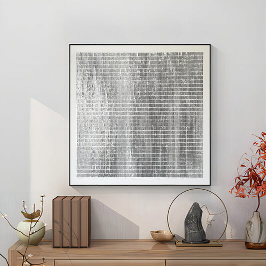 Textured Minimalist Grid Oil Painting for Modern Home Decor