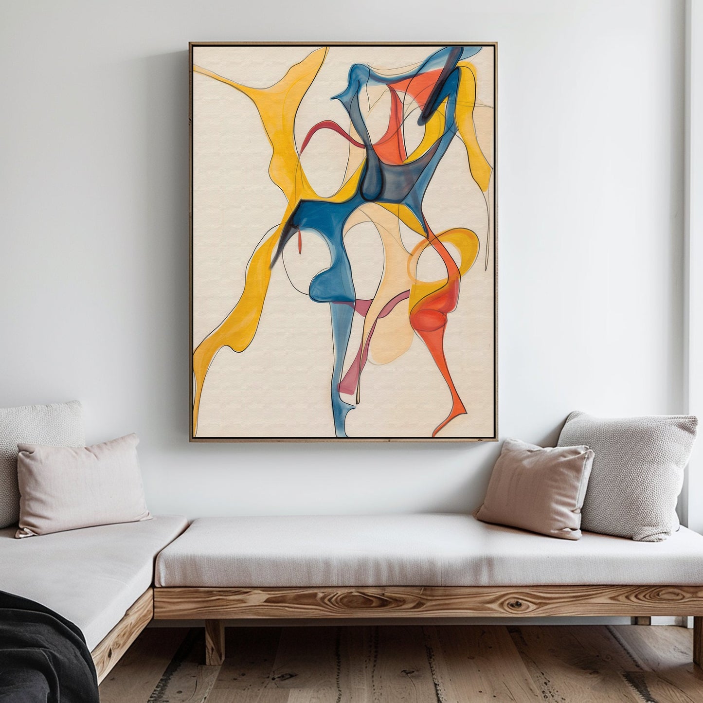 Vibrant Abstract Oil Painting of Unity and Movement for Modern Home Decor