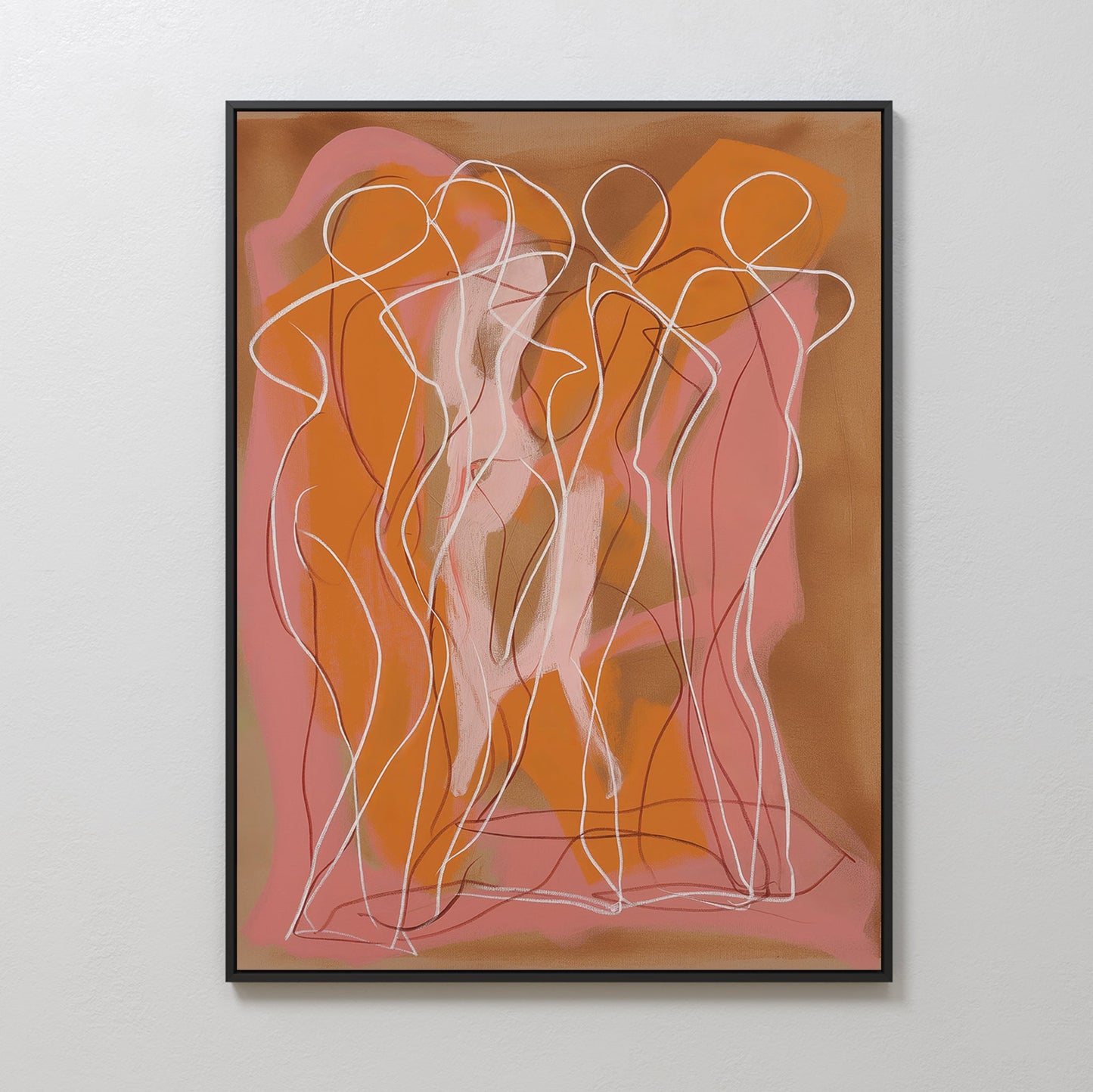 Abstract Dancing Silhouettes Oil Painting for Modern Home Decor