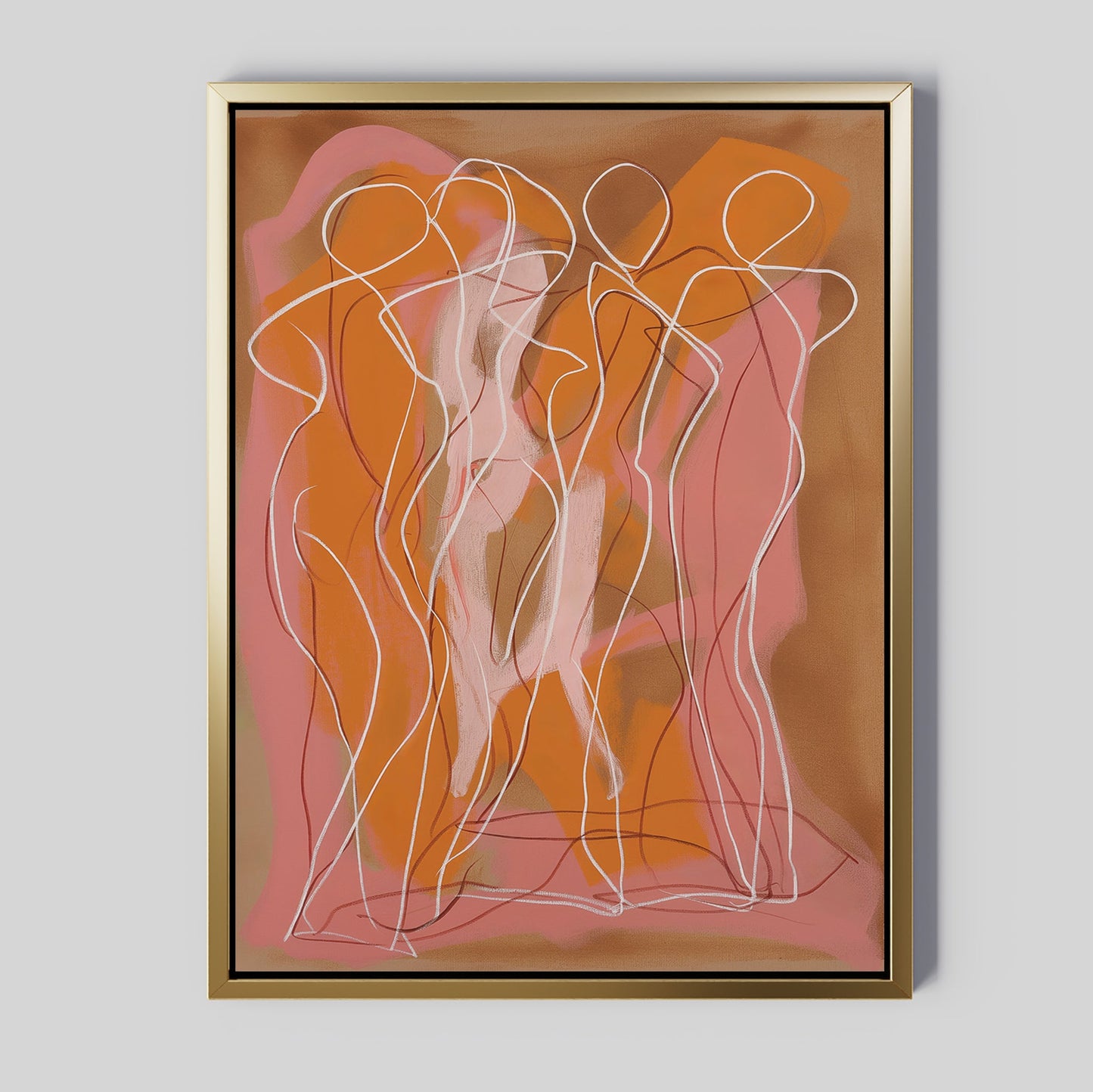 Abstract Dancing Silhouettes Oil Painting for Modern Home Decor