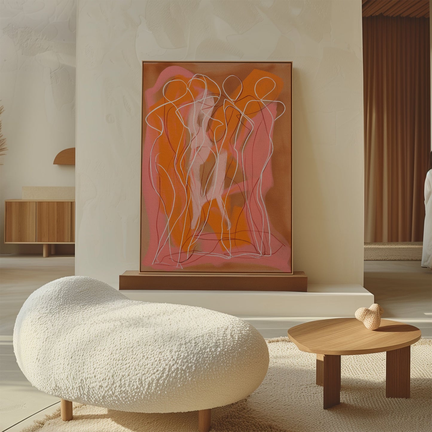 Abstract Dancing Silhouettes Oil Painting for Modern Home Decor