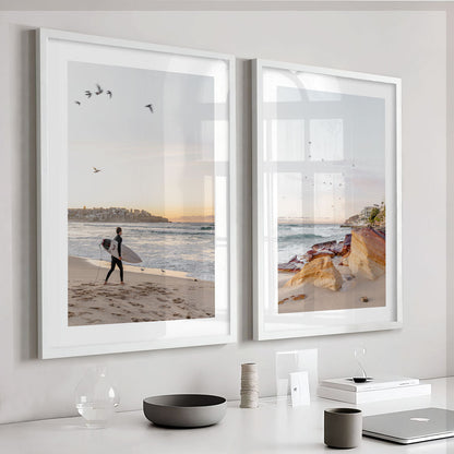 Morning Waves: Surfer Embracing the Dawn at the Beach