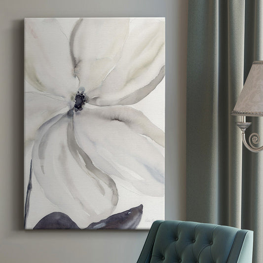 Elegant White Floral Oil Painting for Serene Home Decor