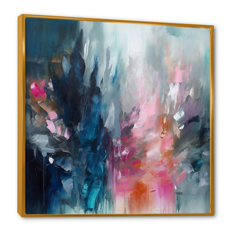 Vibrant Blue and Pink Abstract Oil Painting for Modern Home Decor