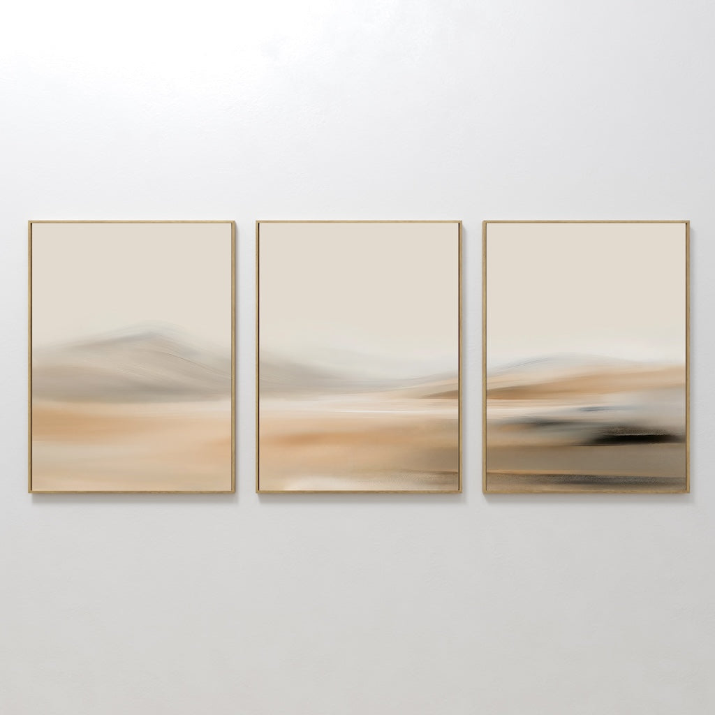 Abstract Desert Landscape Triptych Oil Painting for Modern Home Décor