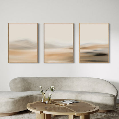 Abstract Desert Landscape Triptych Oil Painting for Modern Home Décor