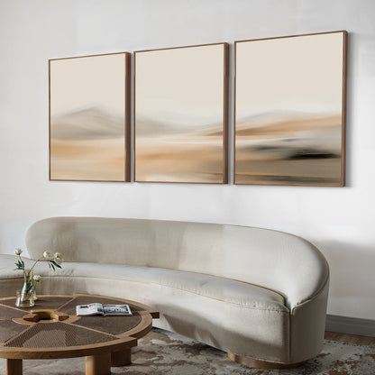 Abstract Desert Landscape Triptych Oil Painting for Modern Home Décor