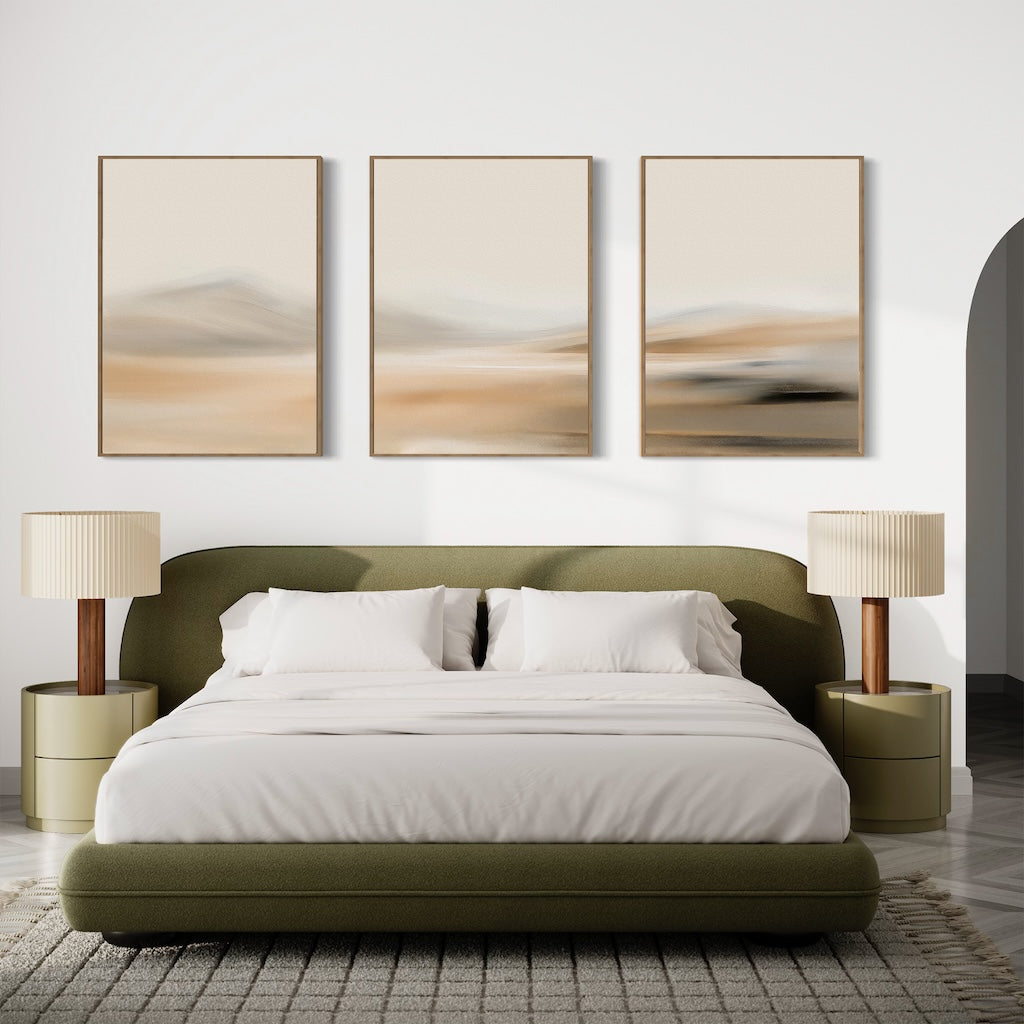 Abstract Desert Landscape Triptych Oil Painting for Modern Home Décor