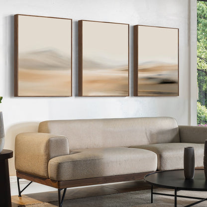 Abstract Desert Landscape Triptych Oil Painting for Modern Home Décor