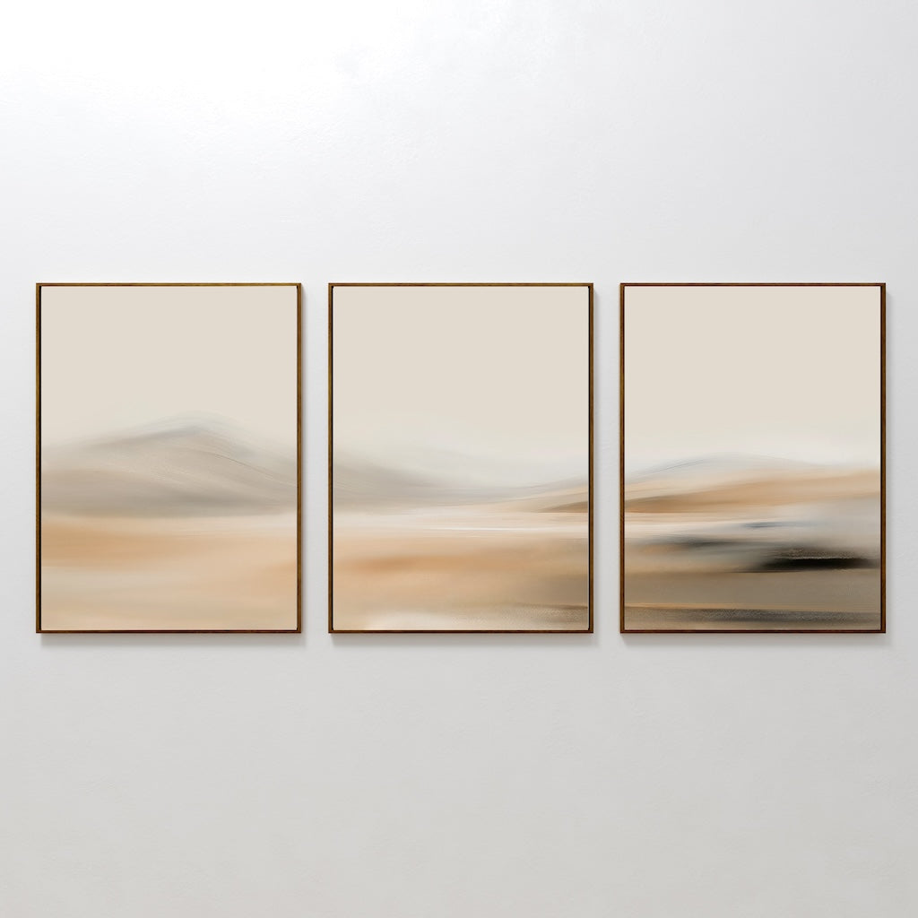 Abstract Desert Landscape Triptych Oil Painting for Modern Home Décor