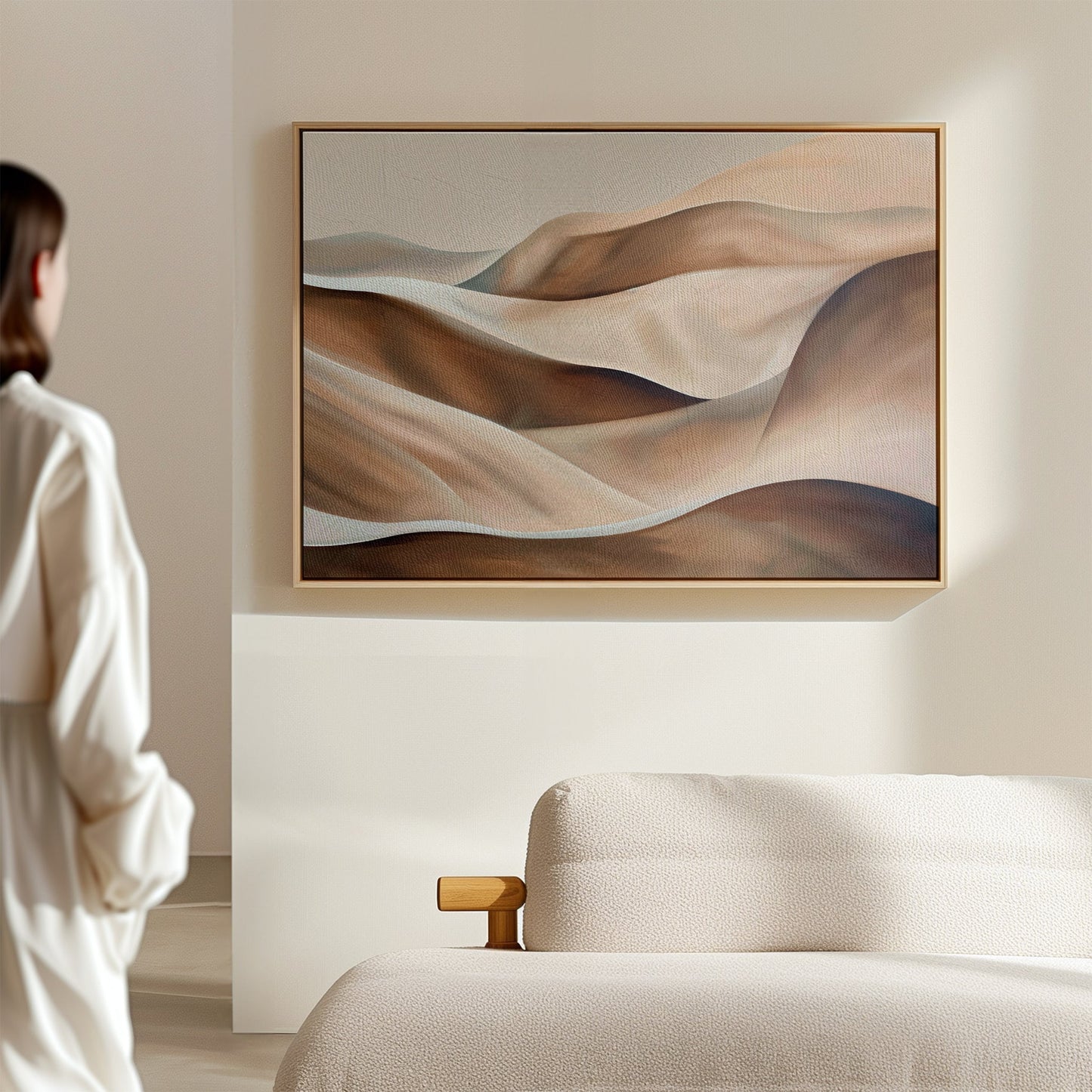 Serene Desert Waves Abstract Oil Painting for Modern Home Décor