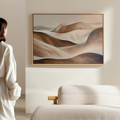 Serene Desert Waves Abstract Oil Painting for Modern Home Décor