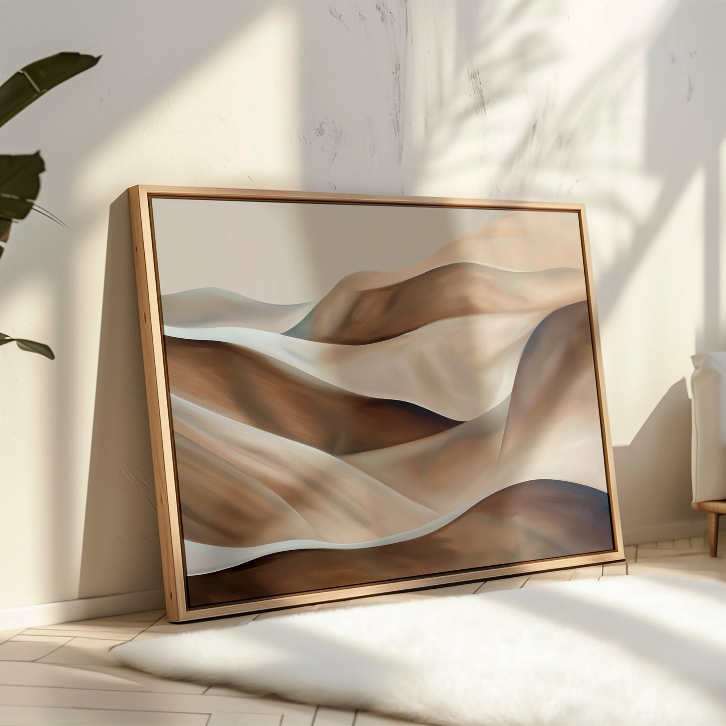 Serene Desert Waves Abstract Oil Painting for Modern Home Décor