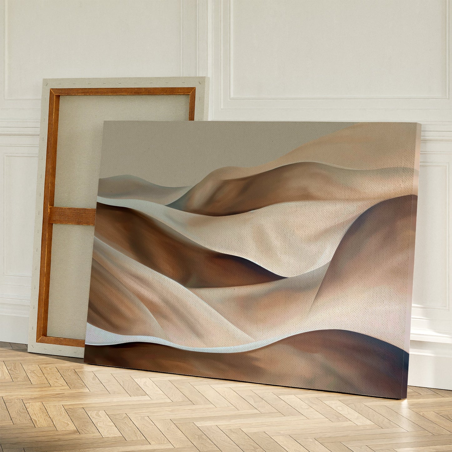 Serene Desert Waves Abstract Oil Painting for Modern Home Décor