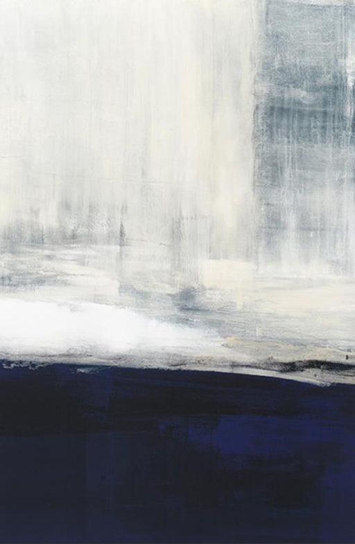 Serene Abstract Oil Painting in Tranquil Shades of Blue and Soft White