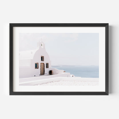 Serene Seascape: Captivating White Church with Ocean View Oil Painting