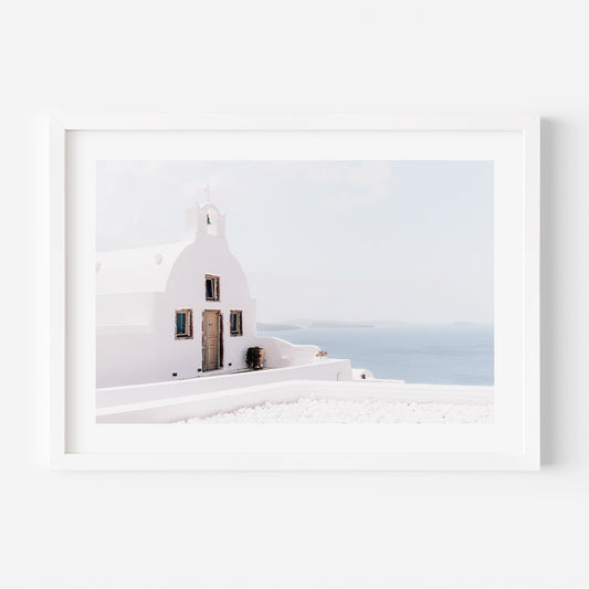 Serene Seascape: Captivating White Church with Ocean View Oil Painting