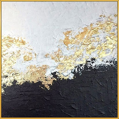 Majestic Black and Gold Dragon Landscape Oil Painting for Elegant Home Decor