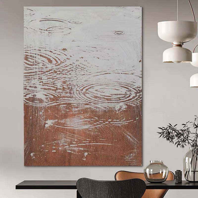 Serene Rainfall Abstract Oil Painting for Modern Home Décor