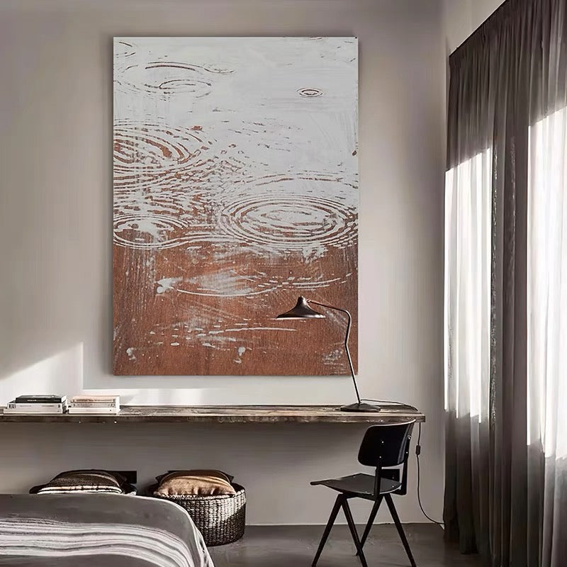 Serene Rainfall Abstract Oil Painting for Modern Home Décor