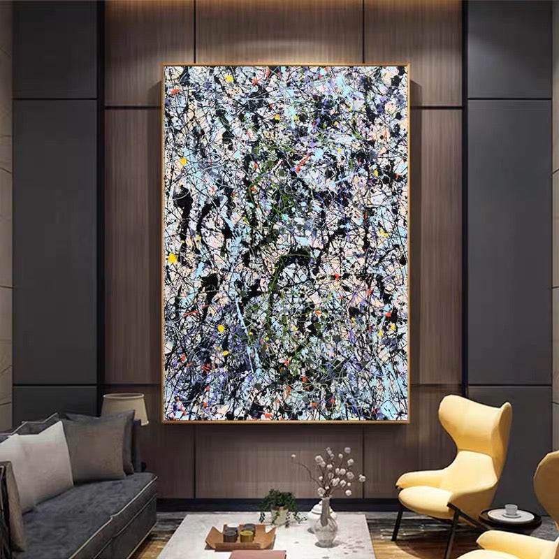 Vibrant Abstract Oil Painting with Dynamic Colors and Textures for Modern Interiors