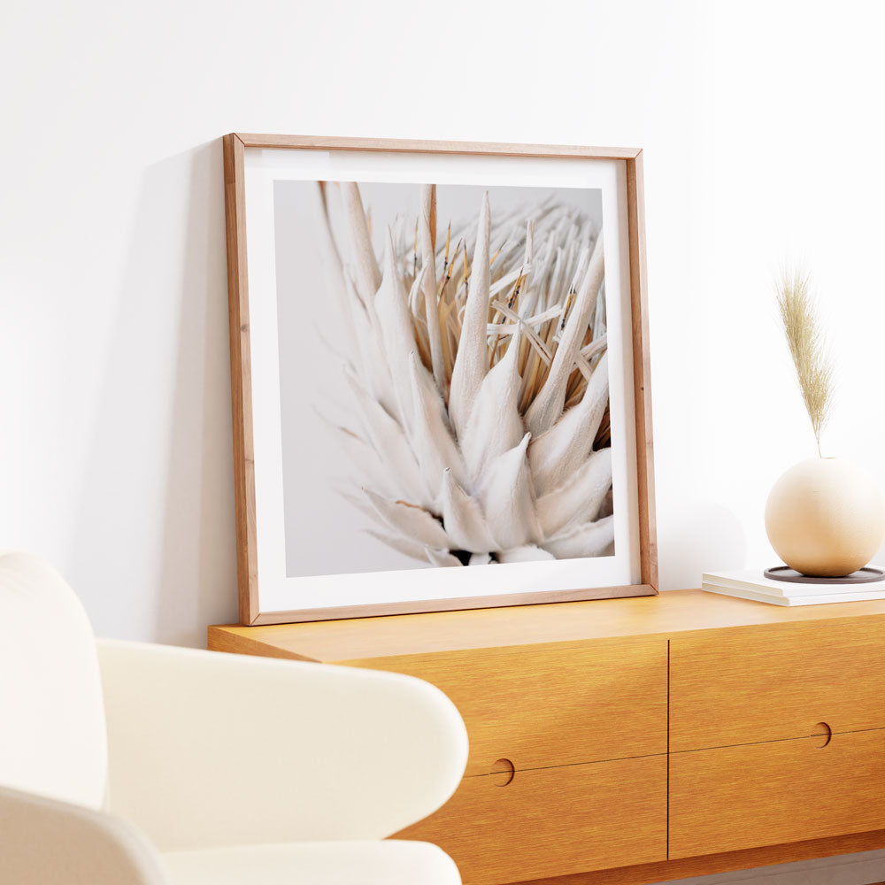 Elegant Dry Protea Floral Oil Painting for Home Decor