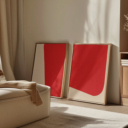 Bold Abstract Red Oil Painting Set for Modern Home Decor