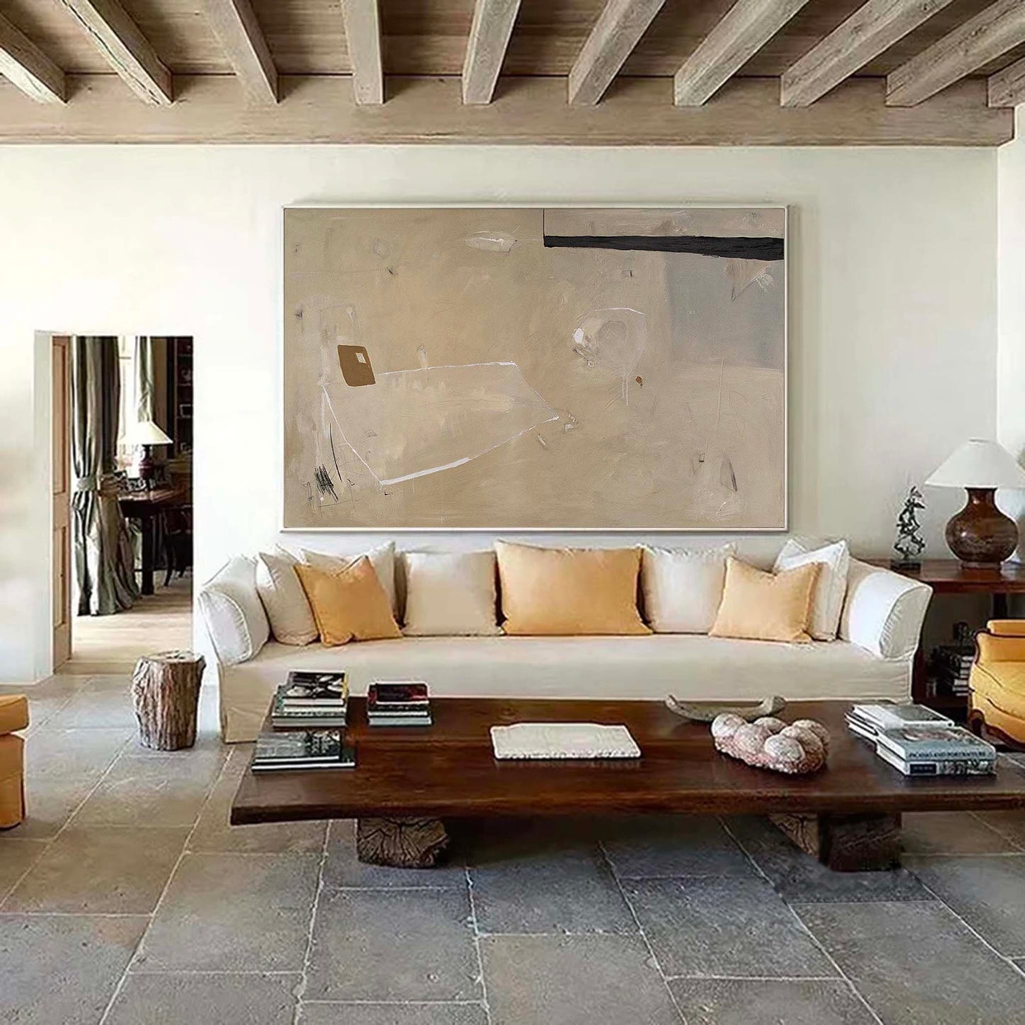 Elegant Minimalist Abstract Oil Painting for Modern Home Decor