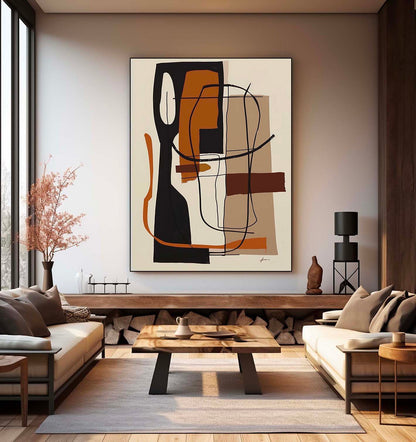 Contemporary Vintage Abstract Oil Painting for Modern Home Decor