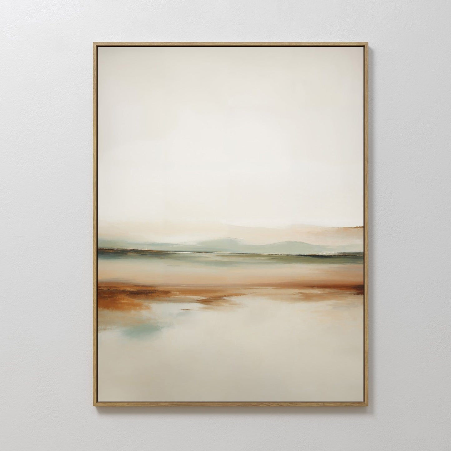 Serene Earth Tones Abstract Oil Painting for Modern Home Decor