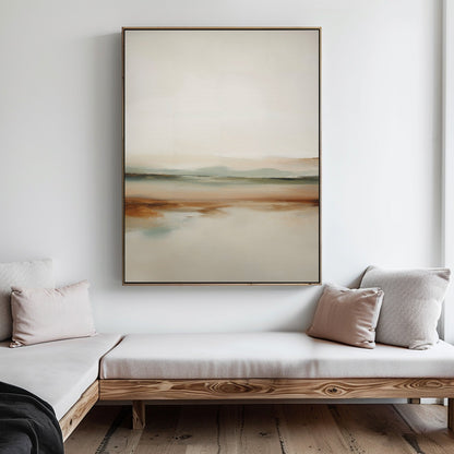 Serene Earth Tones Abstract Oil Painting for Modern Home Decor