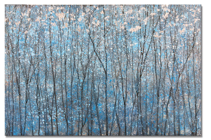 Tranquil Blue Forest: Calming Oil Painting for Modern Home Décor