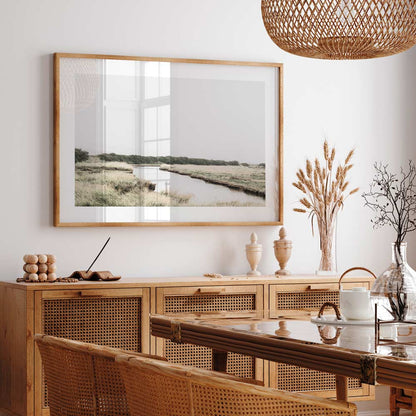 Serene English Countryside Oil Painting with Lush Green Landscapes and Calm Waters