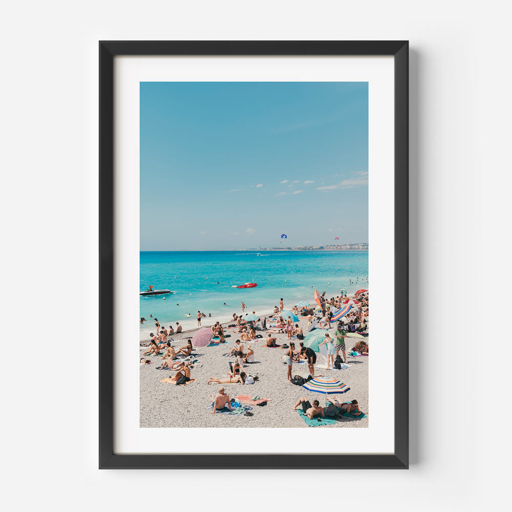 Tropical Beach Day: Vibrant Oil Painting of Sunbathers and Crystal Blue Waters