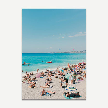 Tropical Beach Day: Vibrant Oil Painting of Sunbathers and Crystal Blue Waters