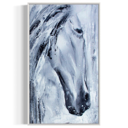 Majestic Grey Horse Oil Painting for Equine Art Lovers and Modern Decor