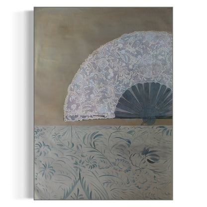 Elegant Lace Fan Oil Painting for Stylish Home Décor and Art Collectors