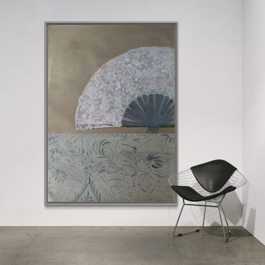 Elegant Lace Fan Oil Painting for Stylish Home Décor and Art Collectors