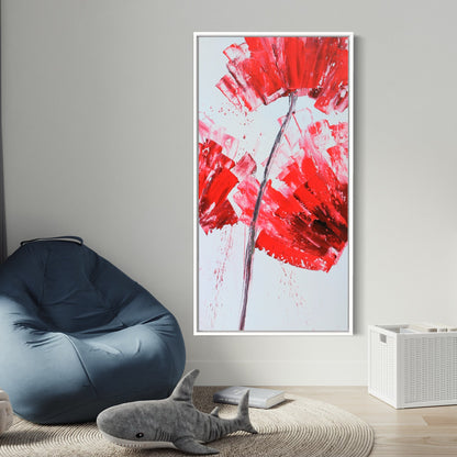 Vibrant Red Flower Oil Painting - Abstract Floral Art for Modern Home Decor