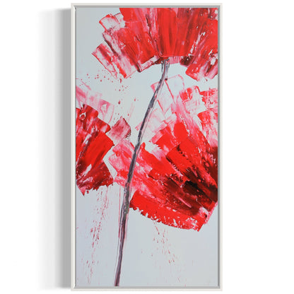 Vibrant Red Flower Oil Painting - Abstract Floral Art for Modern Home Decor