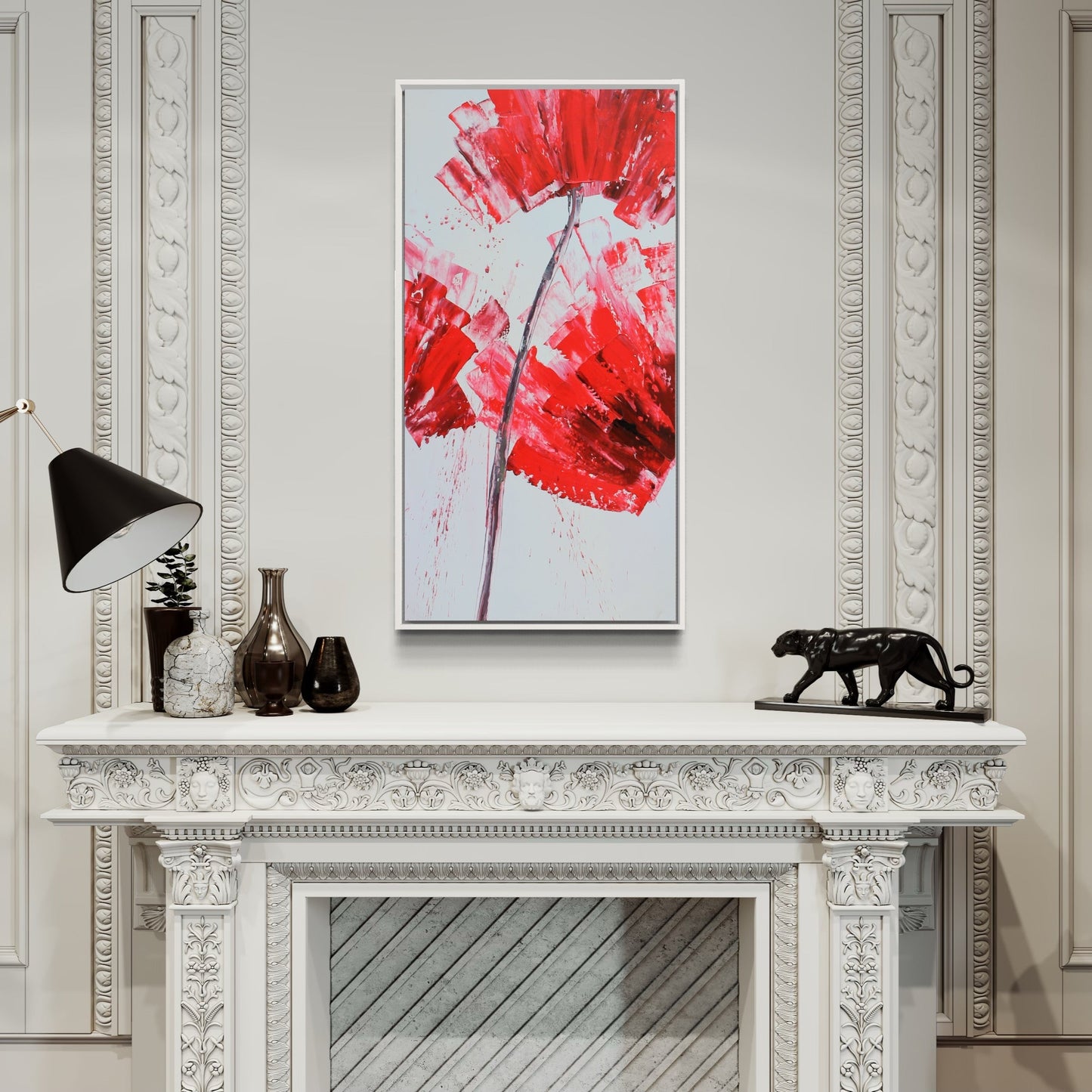 Vibrant Red Flower Oil Painting - Abstract Floral Art for Modern Home Decor