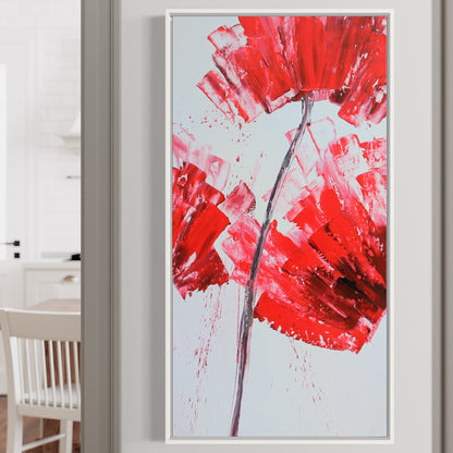 Vibrant Red Flower Oil Painting - Abstract Floral Art for Modern Home Decor